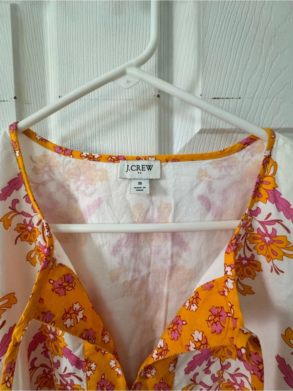 J. Crew Yellow & Pink Floral Tie-Waist Cotton Dress
